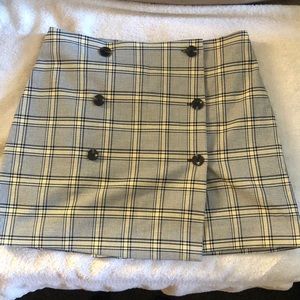 Plaid button down skirt